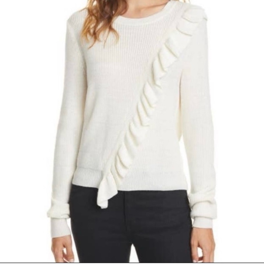 Joie Viviana Ruffle Wool Blend Sweater – Ivory